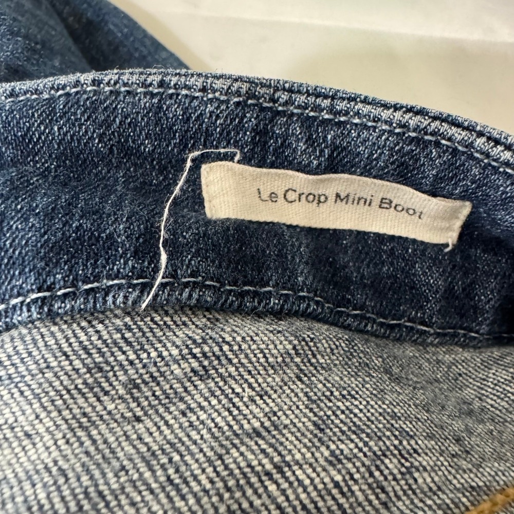 FRAME Denim Le Crop Mini Boot Roberts Jeans Dark Wash Distressed Raw Hem 26 - Picture 6 of 10
